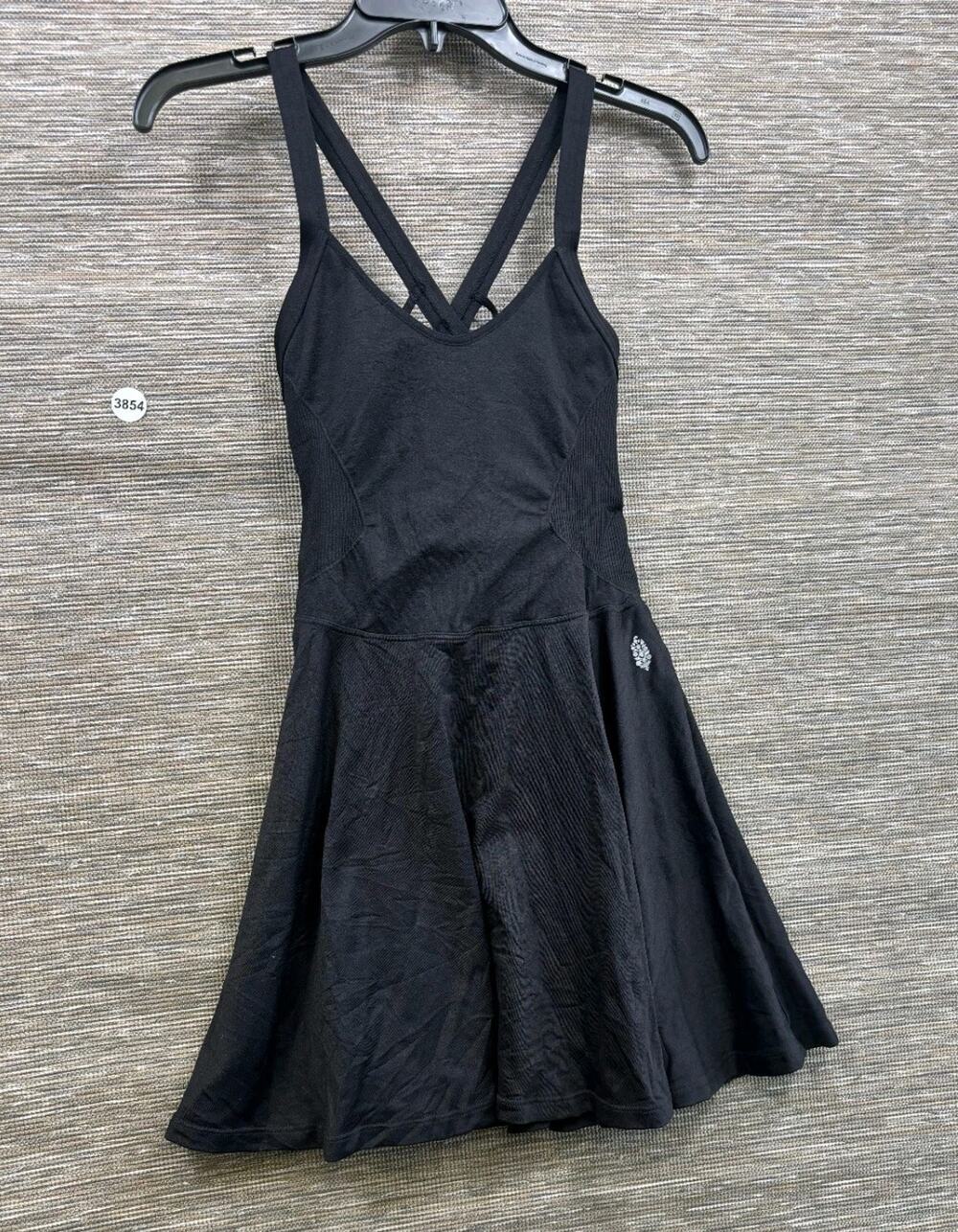 Free People Movement Good Karma Dress Black Strappy Back Active Tennis Size M/L